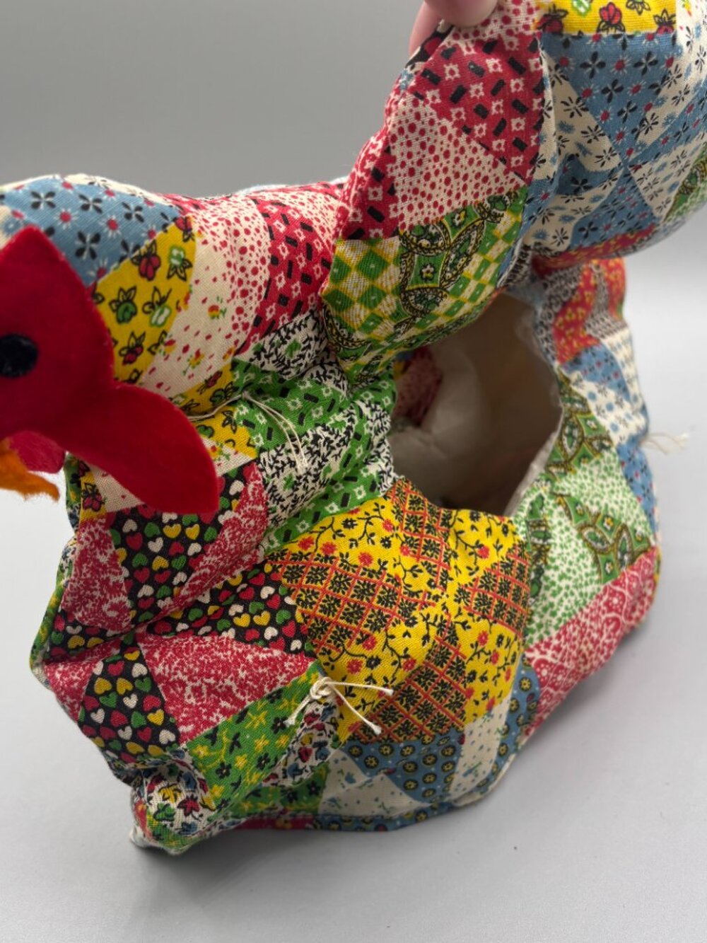 Vintage Overly-Raker Quilted Chicken Tea Cozy Patchwork Hen Teapot Cover Country - Picture 4 of 13